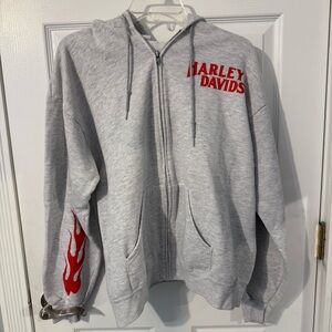 Harley Davidson Gray Zip-Up Hoodie